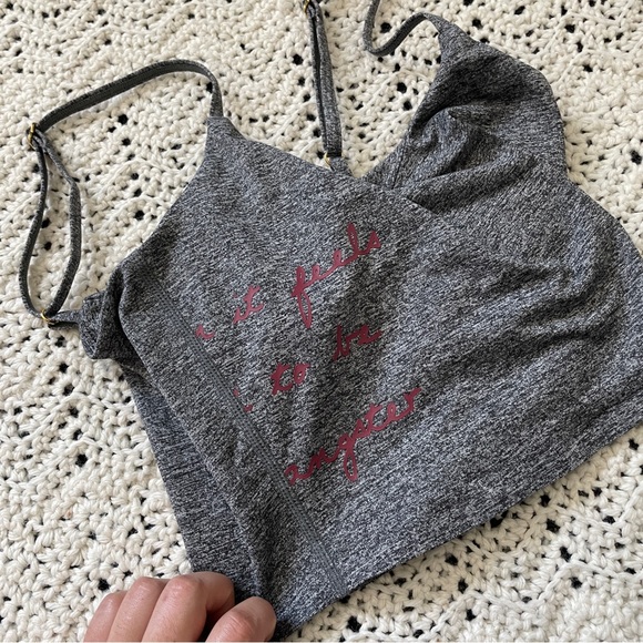 Spiritual Gangster Text Graphic Longline Bra Top Gray (Small) athleisure workout - Picture 4 of 6